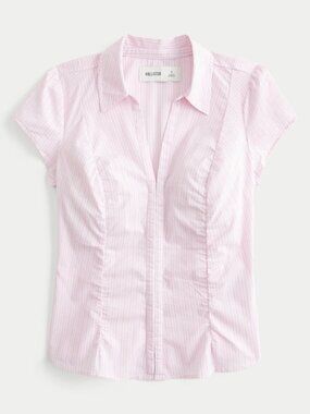 Hollister Cinched Hook and Eye Top Pink Stripe
